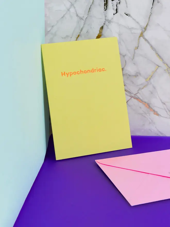 hypochondriac yellow greeting card