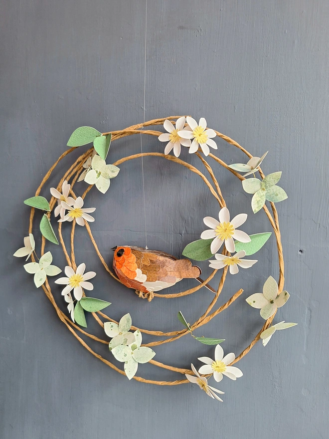 Robin on a floral wreath 6