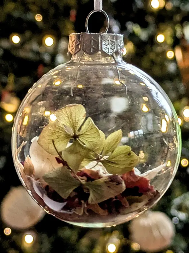petal filled glass bauble