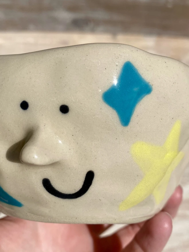 starry sky ceramic pot - close up