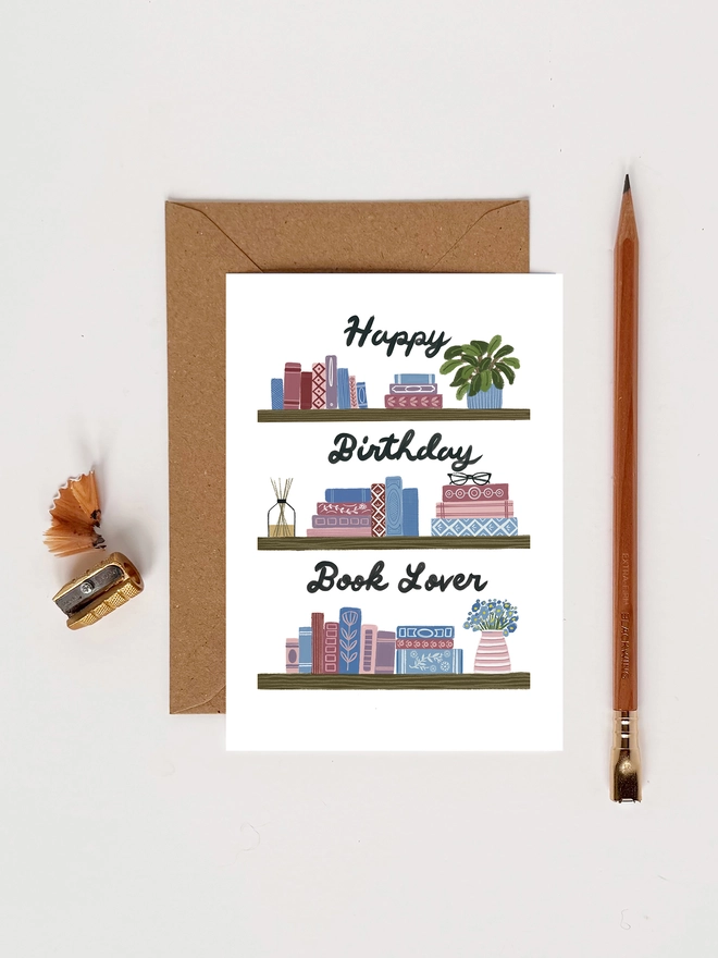 Happy Birthday Book Lover with envelope