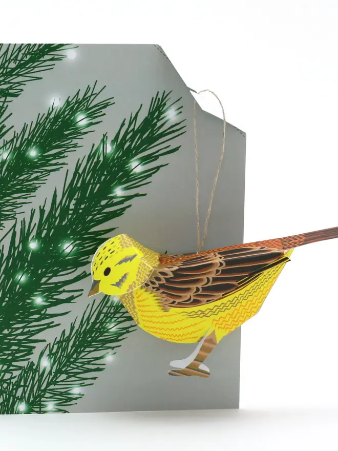 christmas card with pop out yellowhammer decoration