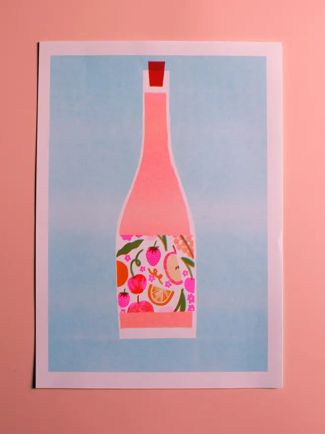 A4 Rose Wine Risograph Print