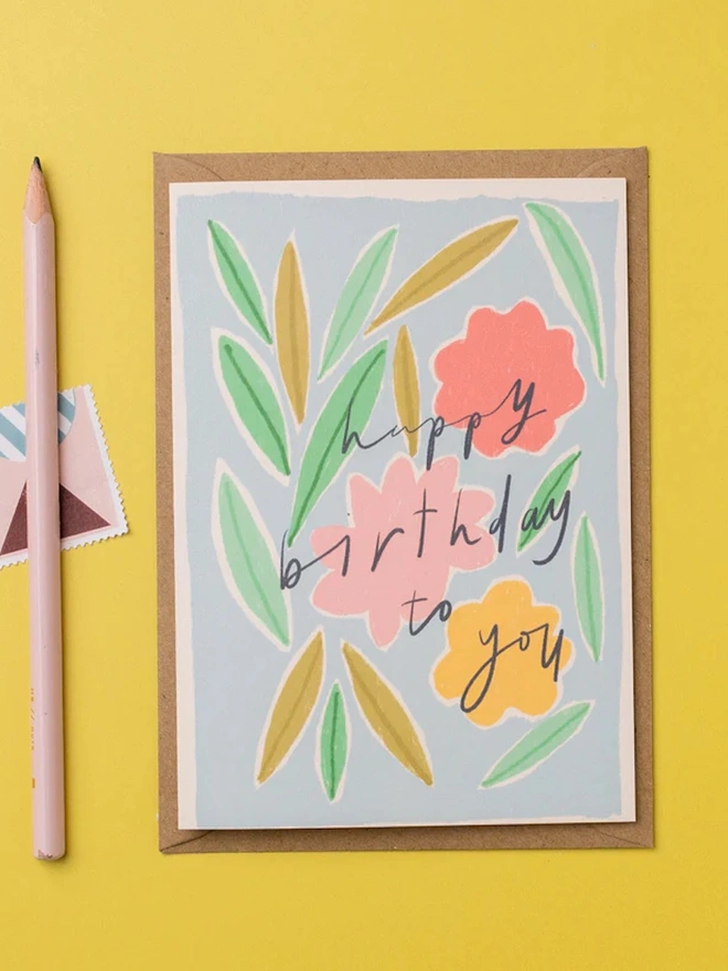 'Happy Birthday To You' Pastel Floral Greeting Card