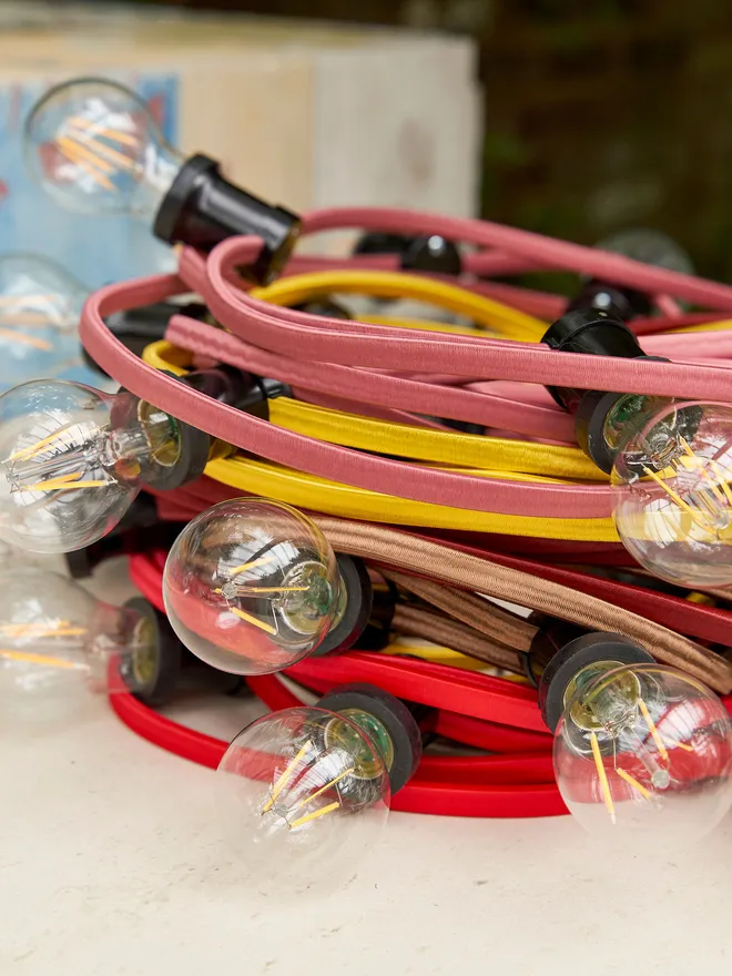 Outdoor Festoon lights- Pink, red, yellow and brown 