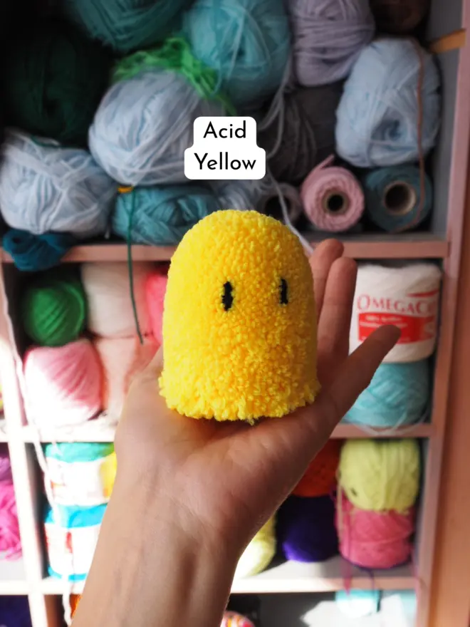 Acid Yellow Ghost Pom Pom Desk Buddy