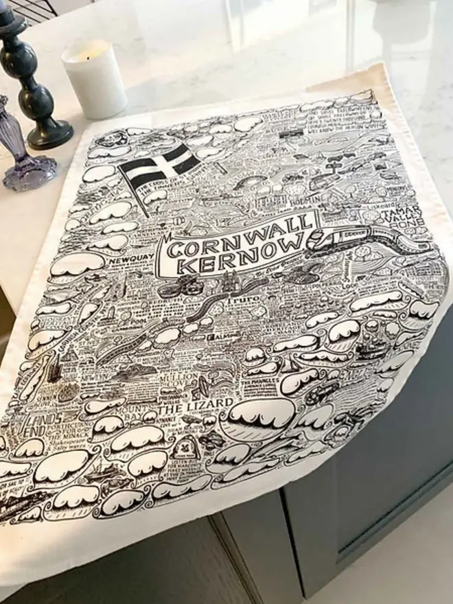Cornwall Print Tea Towel Island