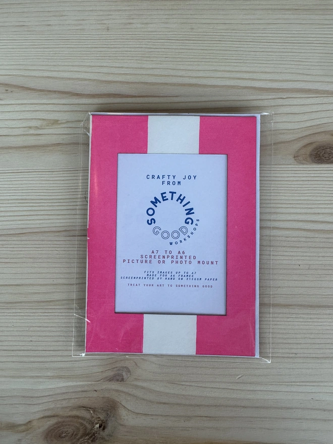 Screenprinted Picture Mount with Thick Pink Stripes