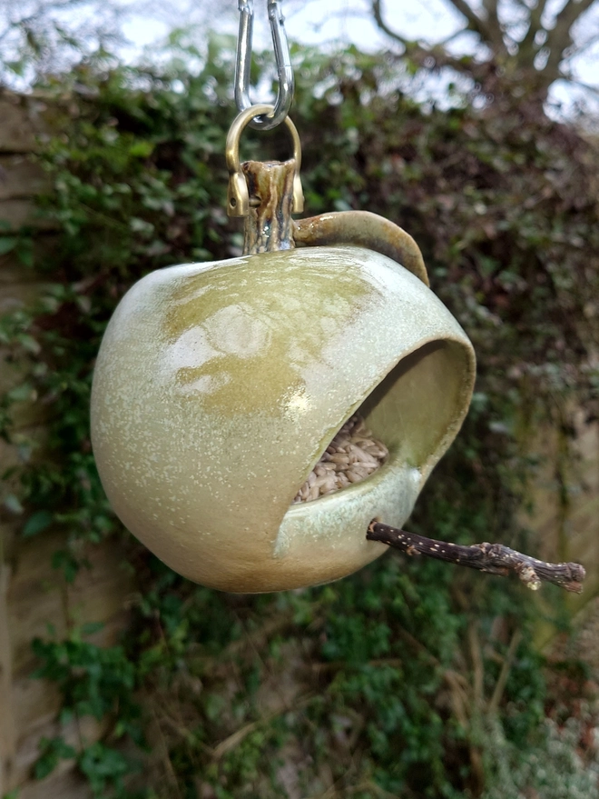 Ceramic Garden Apple Bird Feeder