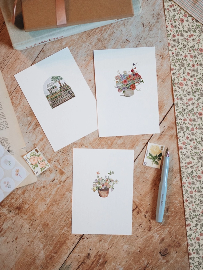 At Home With The Flowers -3 Cards & Sticker Pack      