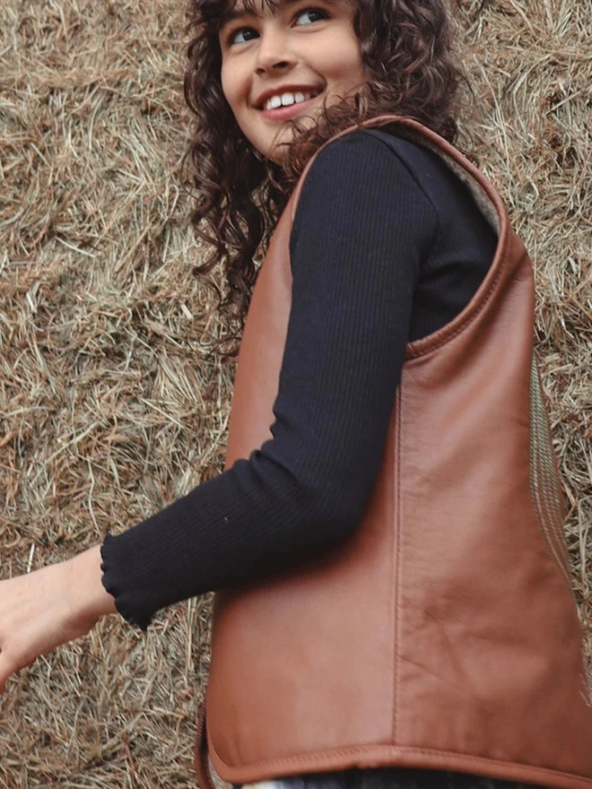 'Can’t Touch This' Cactus Vest Tan Nappa Leather