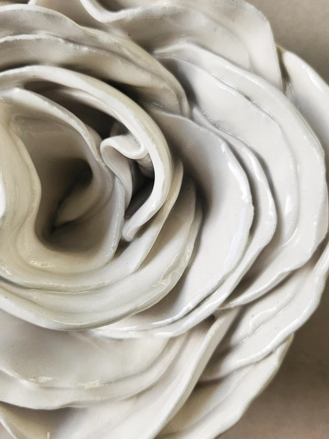 white ceramic rose flower for wall pottery art gift ideas anniversary wedding 