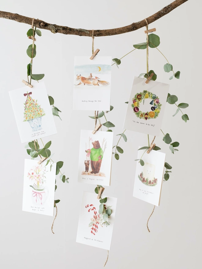 Beautiful Christmas Cards Hanging 