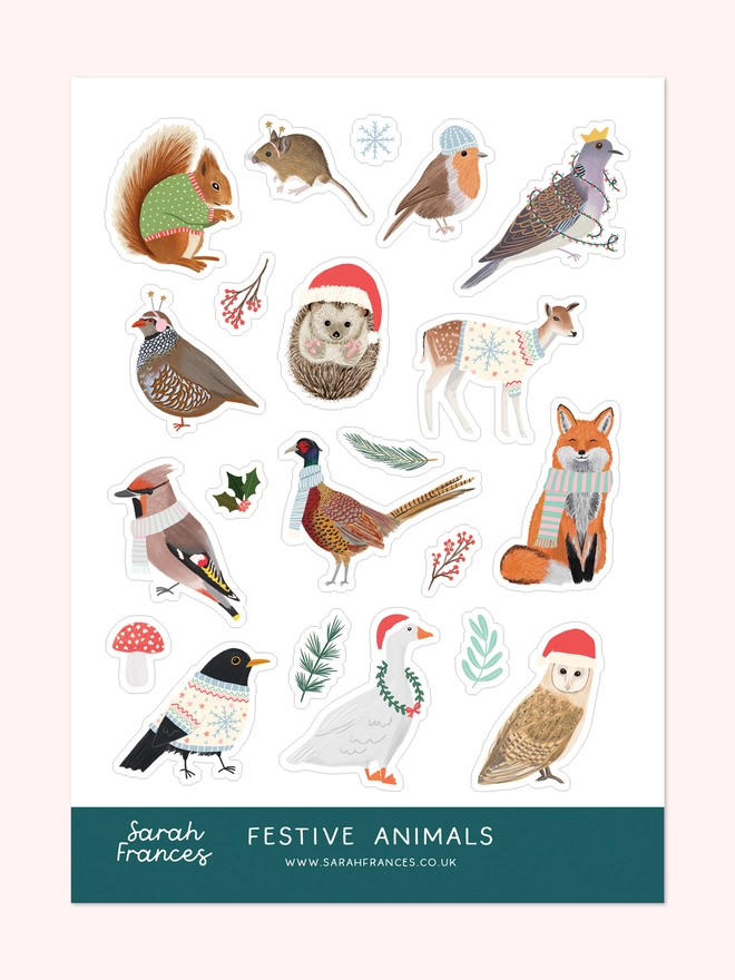 Festive Animals Sticker Sheet