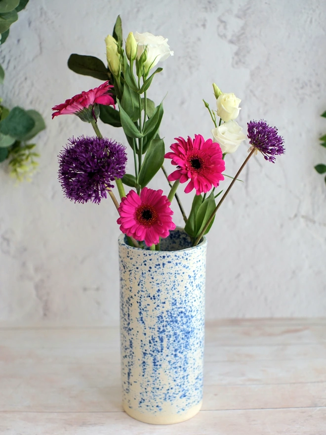 large blue and white vase, tall vase, ceramic large vase, vase gift, flower vase, flower gift, gift for flower lovers, Floral gift, blue vase, Jenny Hopps Pottery
