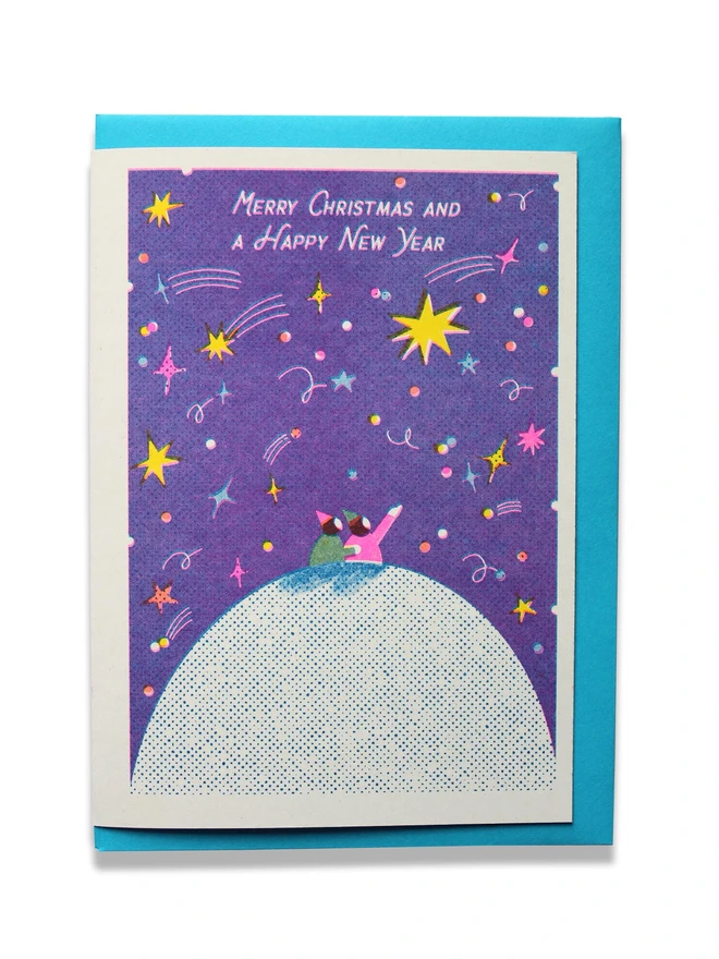 'Star Gazing' A6 Riso Christmas Card