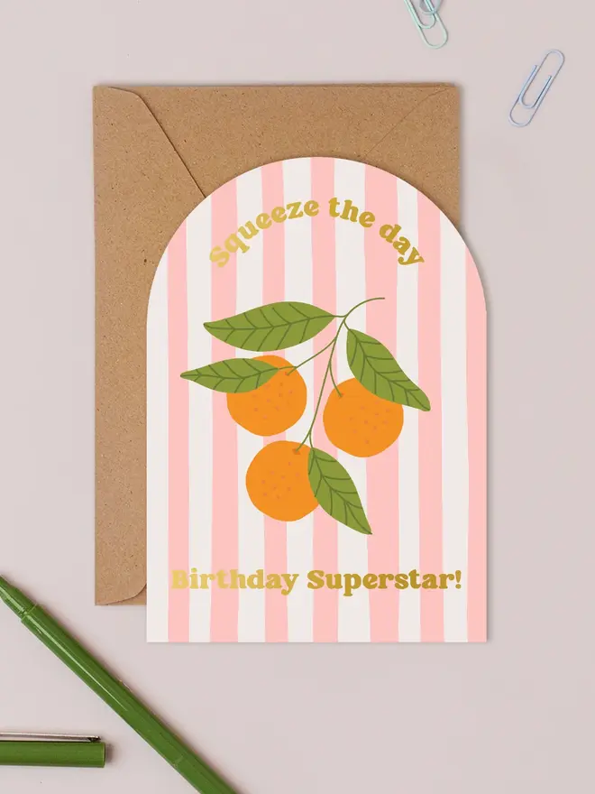 'Squeeze The Day Birthday Superstar' Oranges Birthday Card
