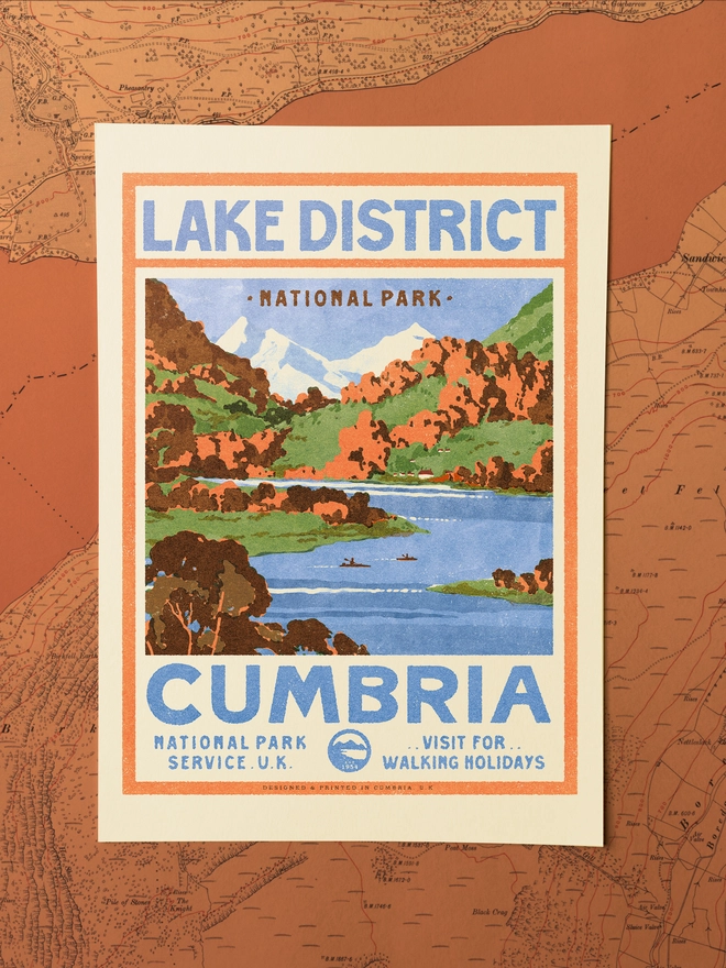 Visit the Lake District Retro Style Print
