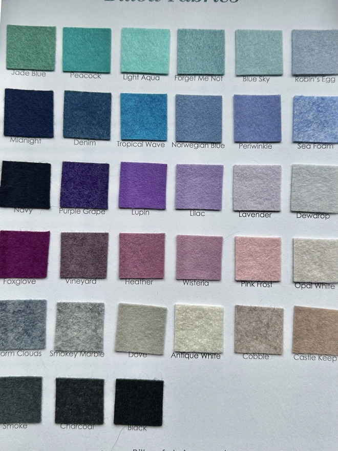 Colour shade chart for Name Garland with stars 