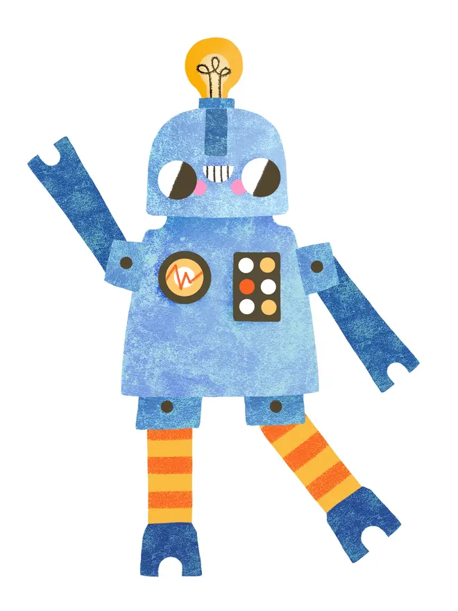 robot split pin puppet card