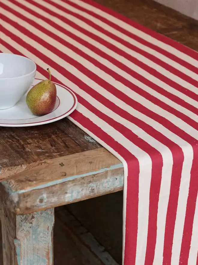 Christmas Red Stripe Table Runner