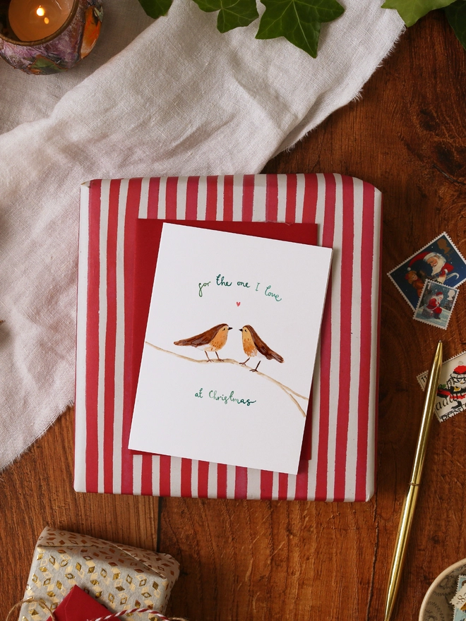 Robins For The One I Love Mini Christmas Card