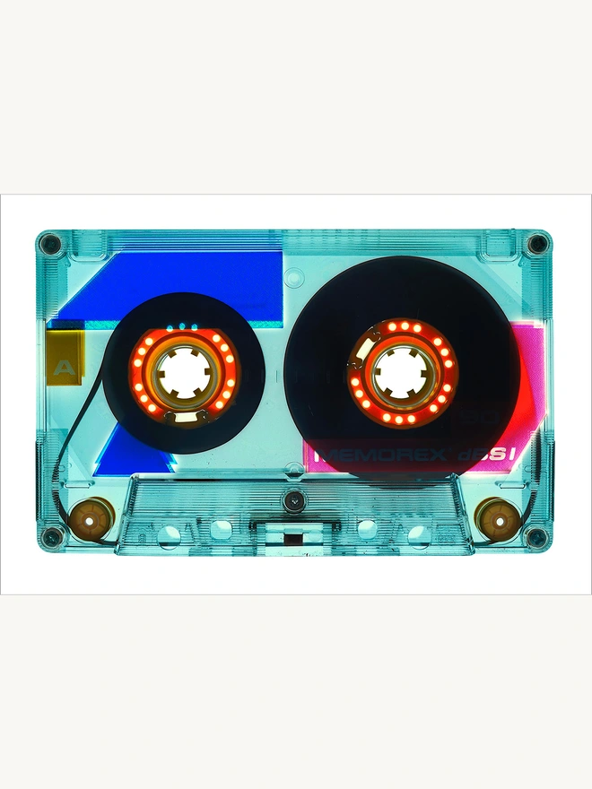 Blue Cassette Tape Pop Art Print
