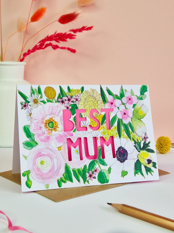 Best Mum Paper Cut Card 