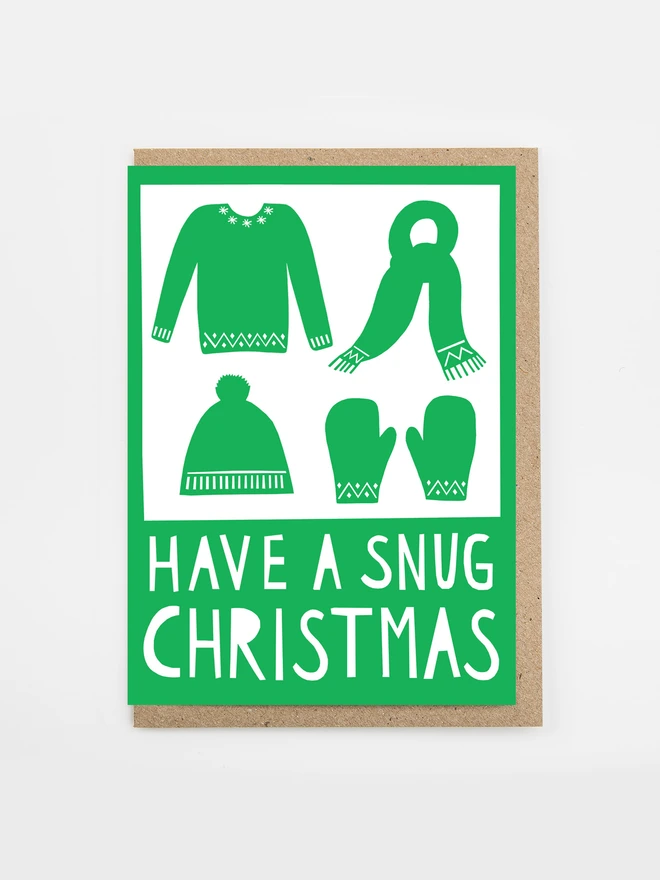 snug christmas illustrated christmas card