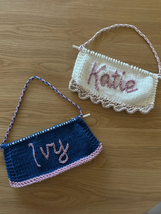 Calligraphy Banner. A selection of two calligraphy banners in whites, pinks and blues.