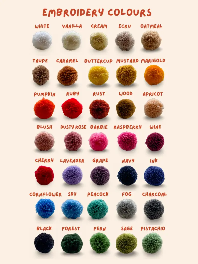 Embroidery colour choices