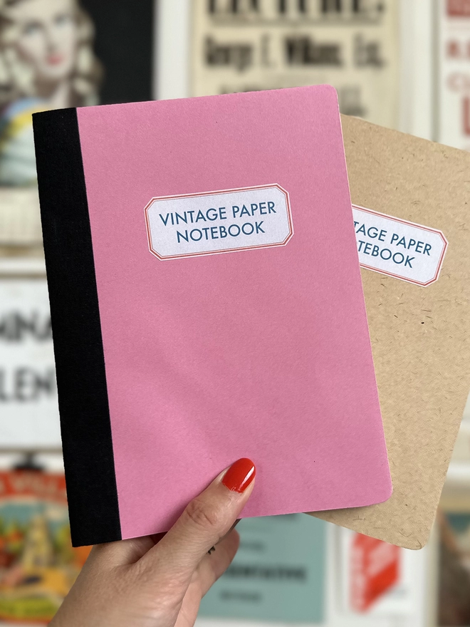 Pink vintage paper notebook