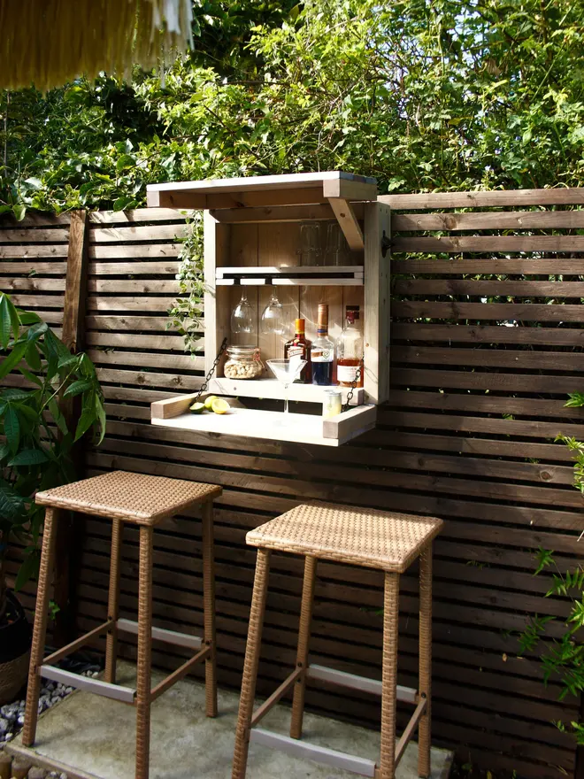 Drop Down Wooden Wall Garden Bar