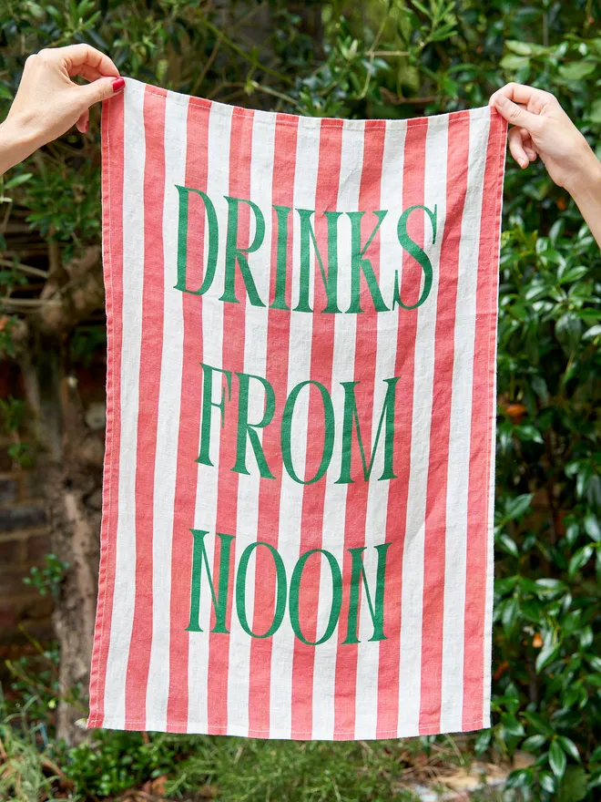 Drinks from noon linen tea towel