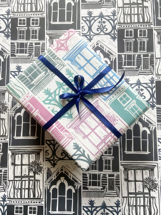 Pastel shade wrapping paper on Black and white