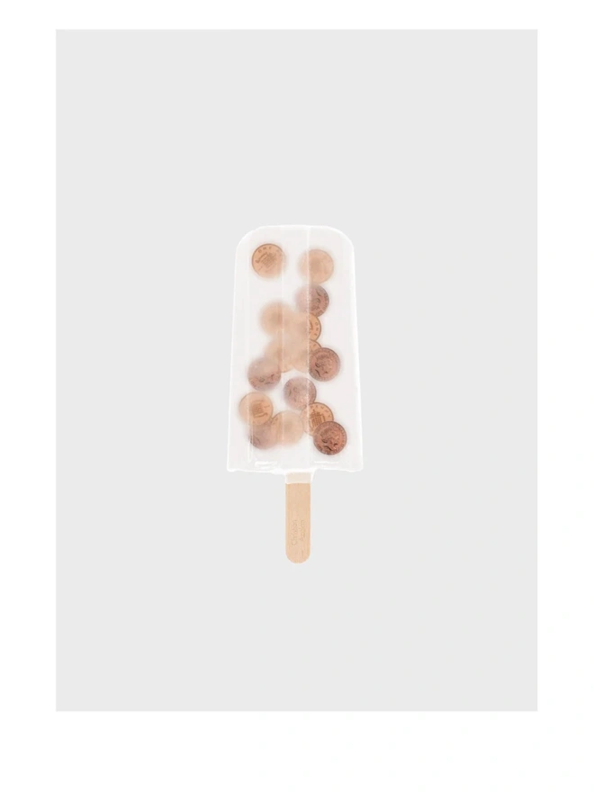 One Pence Coin Ice Lolly Giclée Print