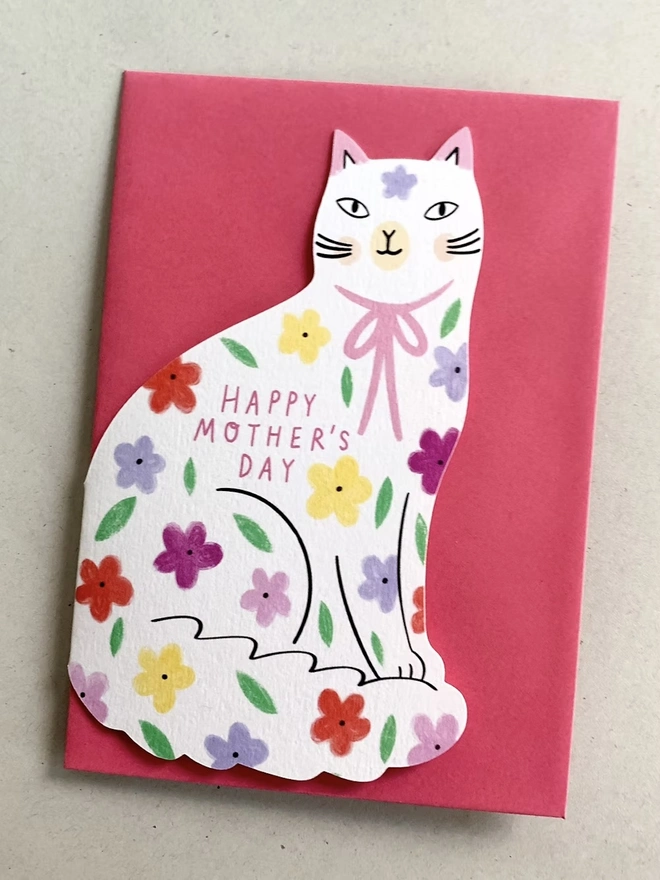 'Happy Mother's Day' Floral Kitty Card