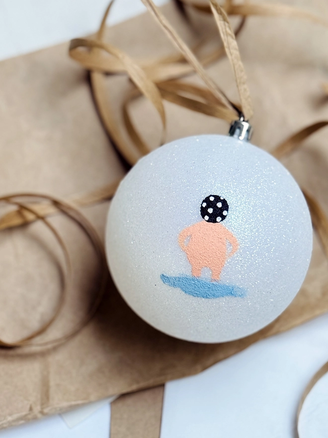 hand painted swimmer Christmas tree bauble