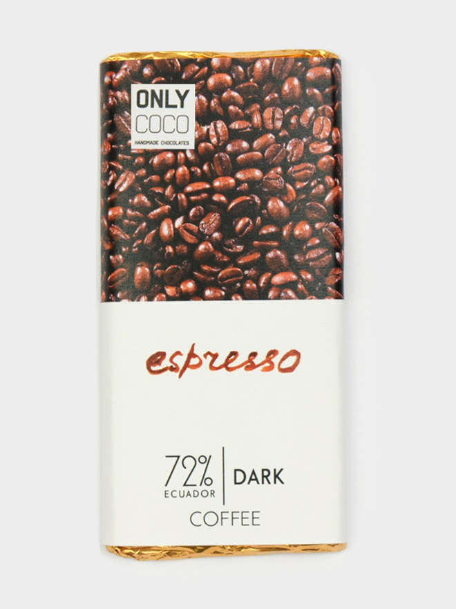 Coffee Dark Chocolate Bar - 72% Ecuadorian