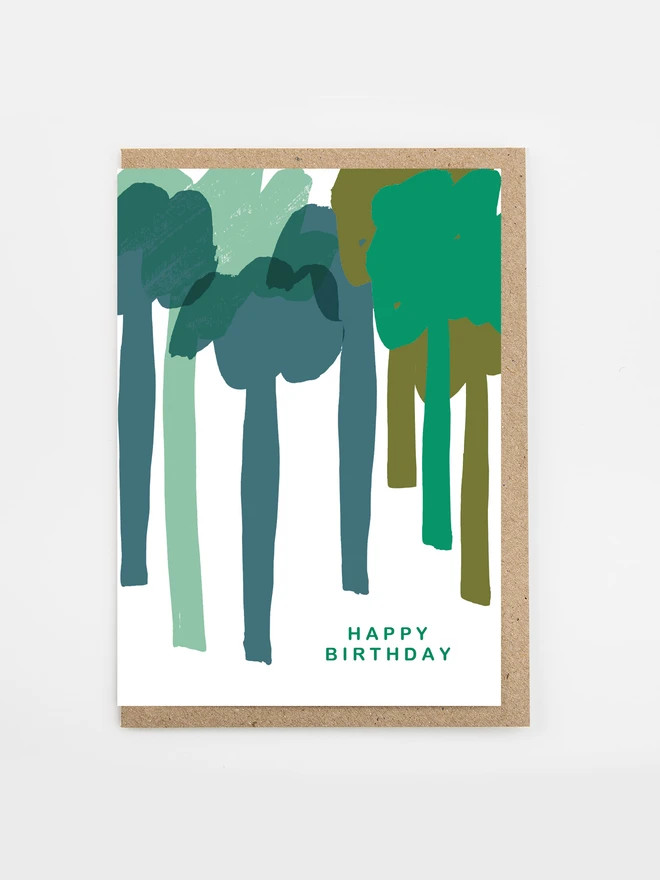 forest trees happy birthday card