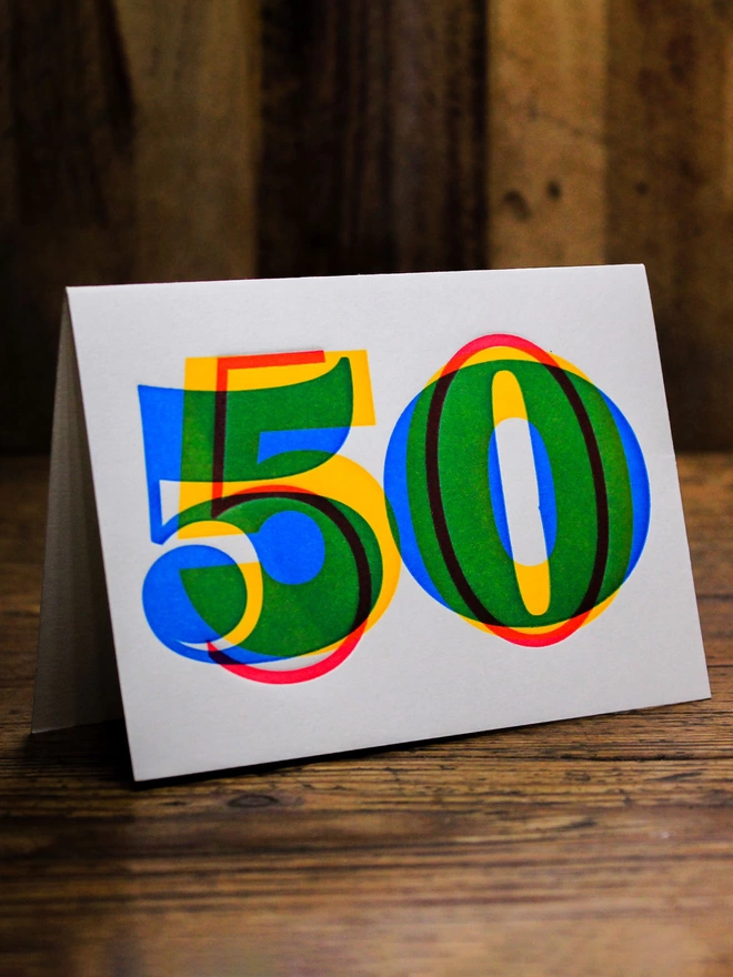 50th Birthday Typographic Letterpress Card