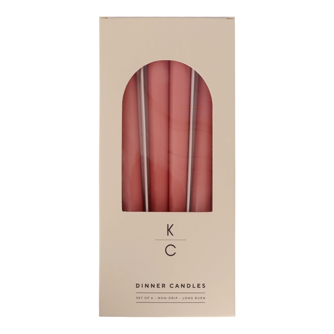 Coral dinner candles in a box