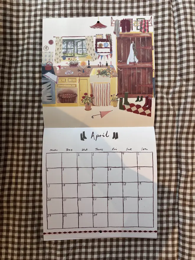 2026 calendar cottage kitchen harriet watson April