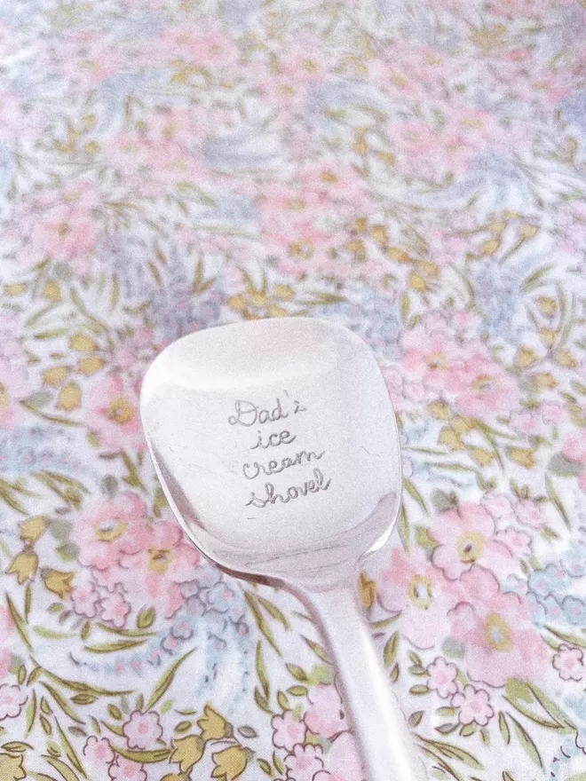 Dad's Ice Cream Shovel Vintage Engraved Spoon