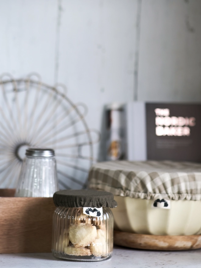 Reusable Linen Bowl Covers cottagecore style in gingham