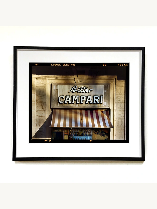 Bitter Campari Sign Framed in Black