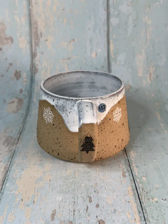 Cozy Rustic Black and White Christmas Tree Mug