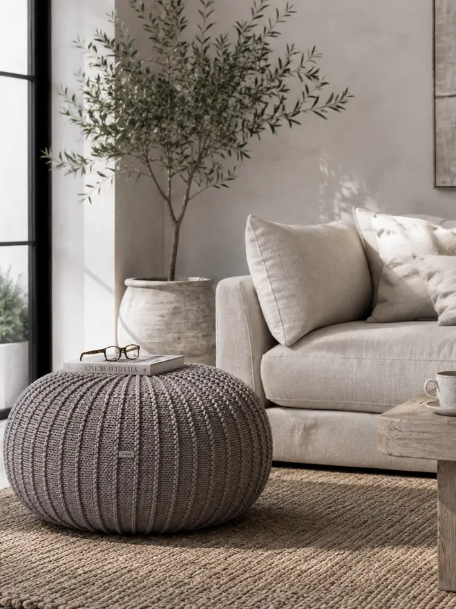 large mocha pouffe