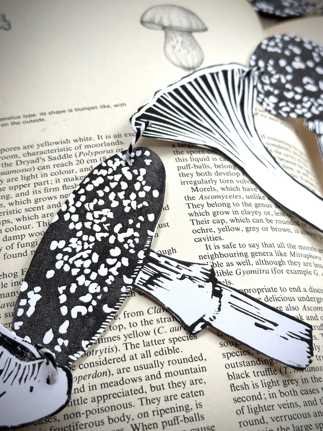 Enchanted Mushroom Garland Hand Printed Monochrome Bunting 