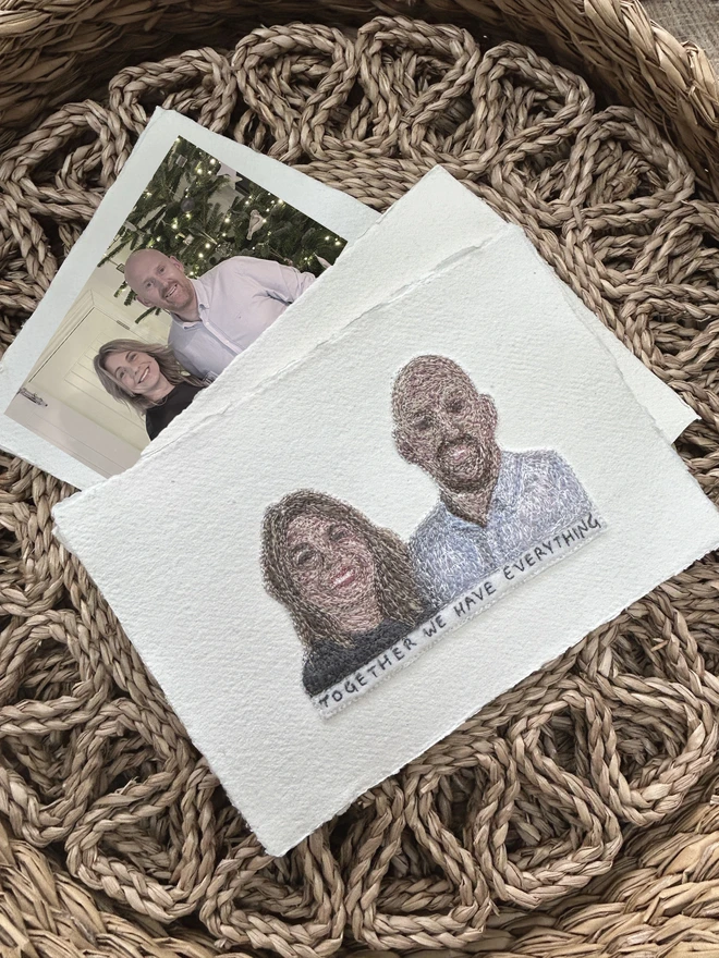 Embroidered personalised portrait